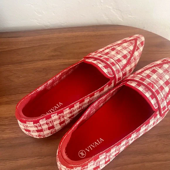 VIVAIA Amelia 2.0 Pointed-Toe Loafers – Red & White Gingham - Picture 3 of 4